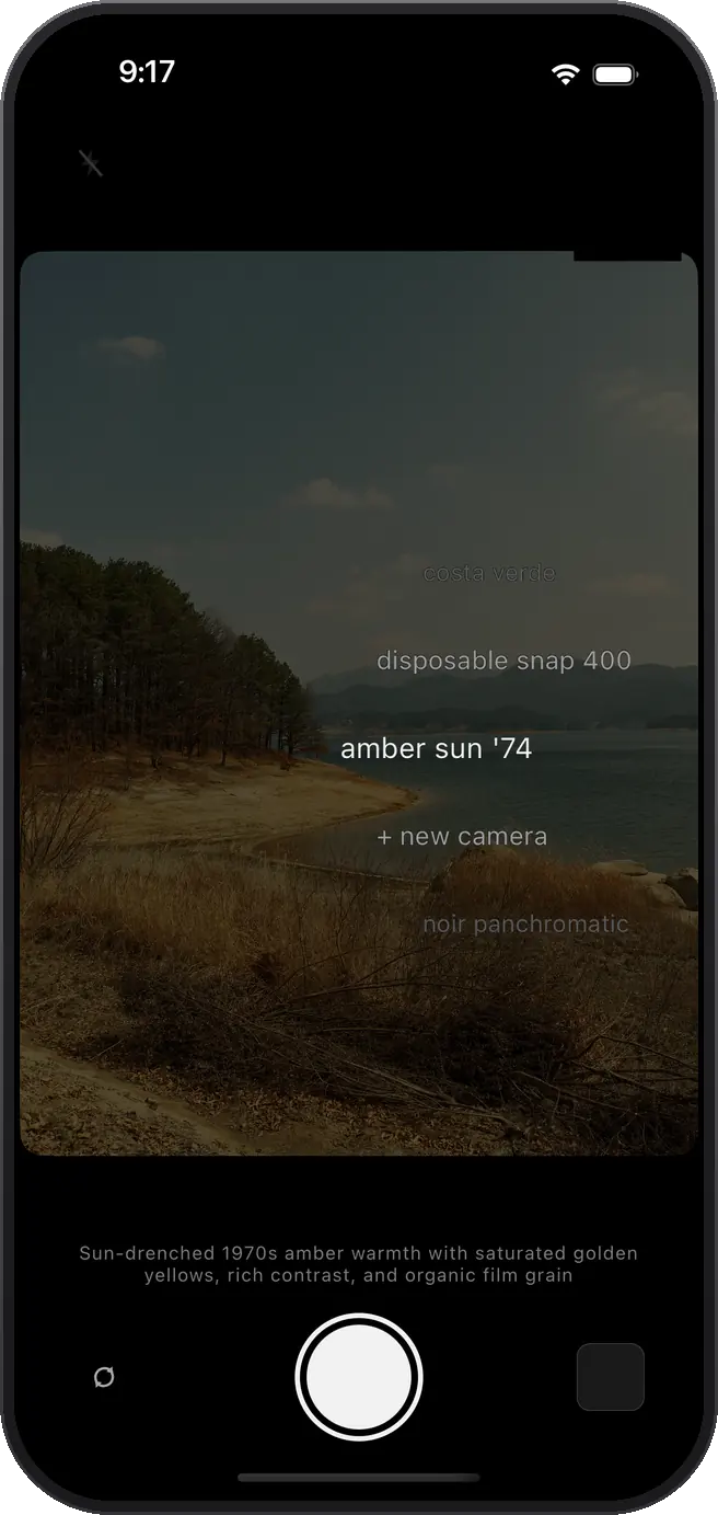 The dial, turning between saved cameras