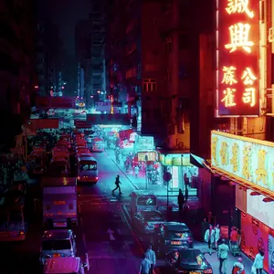 Cars on a road at night